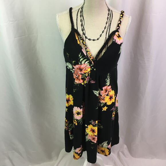 Derek Heart Floral Dress Black Yellow S Juniors - Picture 2 of 14